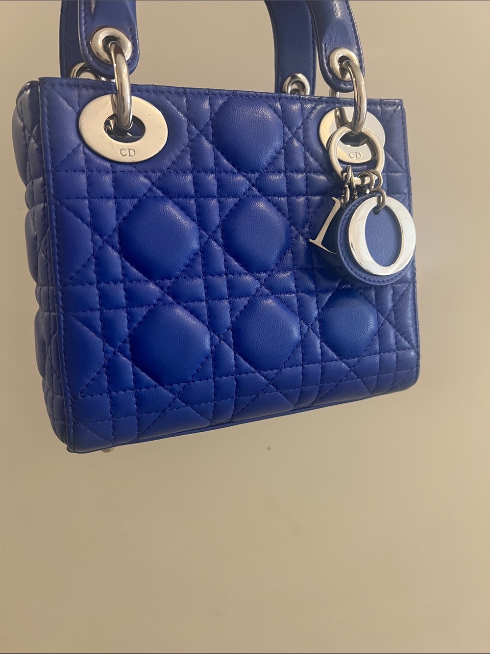 Lady Dior Bag in Blue with Silver Hardware+ Medallion Box